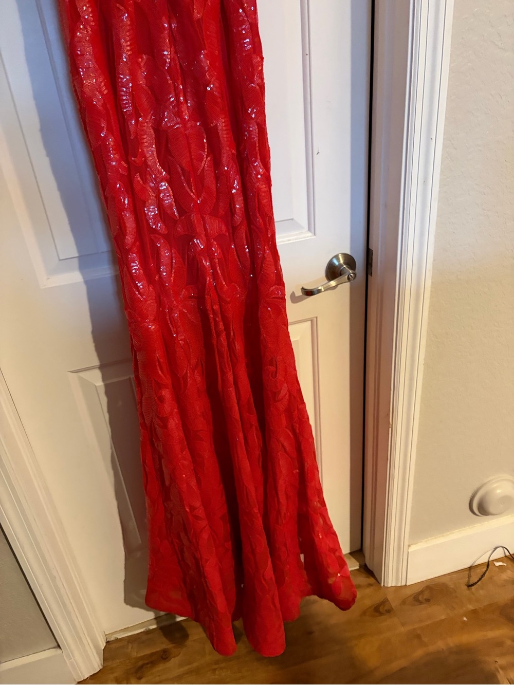 Jovani Red Sequin Plunge V-Neck Evening Gown - Picture 10 of 14